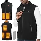 Gilet chauffant, veste chauffante homme femme, 10000mAh 5V USB micro polaire blouson chauffant avec batterie incluse, manteau Électrique avec 3 Niveau de chauffant | 6 zones chauffante, Hiver Vêtement