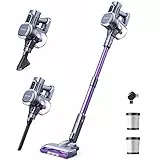 Lubluelu Aspirateur Balai sans Fil Puissant – Balai Aspirateur Autonomie de 50 Min, Brosse Anti-Emmêlement, 2 Filtres, Idéal pour Sols Durs, Tapis et Poils d'animaux