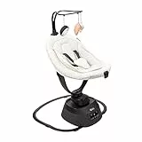 Babymoov Balancelle éléctrique bébé Swoon Evolution Curl White - 8 balancements - 5 vitesses - Assise rotative 360° - Réducteur nouveau-né - Arche de jeux - 12 Berçeuses