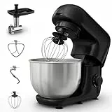 Moulinex Bake essential Robot pâtissier, 800 W, Bol 4.8 L, kit de pâtisserie, Hachoir à viande QA161810, Noir Glama