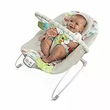 Bright Starts Transat Bébé Vibrations Apaisantes - Taggies, Musique, Barre de Jouets Amovible, 0-6 Mois Jusqu'à 9 kg (Happy Safari)