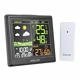 LEVIPE Station météo sans Fil, Thermomètre Hygromètre Baromètre Intérieure Extérieure avec Capteur LED Ecran Rétro-éclairage Horloge Numérique Alarme et Snooze Affichage Heure Date Jour