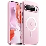 JETech Coque Magnétique pour Google Pixel 9/9 Pro 2024, Compatible avec MagSafe, Étui Housse Antichoc à Dos Translucide Mat (Quartz Rose)