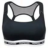 momcozy Soutien Gorge Allaitement FB011, Brassiere Allaitement Sport à Maintien Léger, Soutien Gorge de Grossesse sans Armature avec Coques Rembourrées
