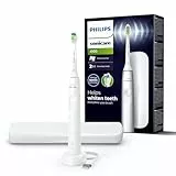 Philips Sonicare 4100 - brosse à dents électrique pour adultes avec 1 tête de brosse à dents Philips W2 Optimal White blanche, coffret de voyage fin et chargeur USB (modèle HX3683/33)