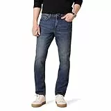 Amazon Essentials Jean Coupe Ajustée en Tissu Stretch Confortable (Déjà Goodthreads) Homme, Bleu Moyen, 33W / 32L