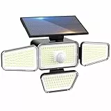 Peasur Lampe Solaire Exterieur Detecteur de Mouvement 318LED, [Lot de 1] 3 Modes Lumiere Solaire, Étanche Eclairage Solaires pour Jardin Outdoor Garage Cour[Blanc Froid]