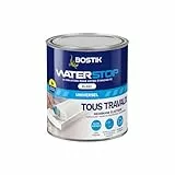 Bostik Waterstop - Membrane d'Étanchéité Toiture, Gouttières et Murs - Réparation Fuites, Infiltrations & Fissures - Résistant UV & Intempéries - Blanc - Pôt 1 kg
