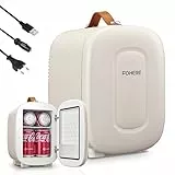 FOHERE Mini Frigo de Chambre 5 Litres/ 6 Canettes, Petit Frigo USB/CA/CC, Cosmetique, Mini Réfrigérateurs pour Boissons, Nourriture, Beauté, Bureau, Dortoir, Voiture, Blanc