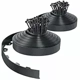 VOUNOT® Bordure de Jardin en Plastique 40 mètres avec 80 Piquets d'ancrage Bordurette de Pelouse Flexible Bordure de Gazon avec piquets Solides Idée de Jardin Hauteur 50mm Anthracite