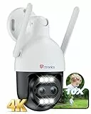 Ctronics [Zoom Hybride 10X 4K Caméra de Surveillance Extérieure, Double Objectif, Métal IP Camera 2.4/5GHz WiFi, Suivi Auto/Détection Hum/Véh/ANI, 256GB TF/Cloud/PC, Vision Nocturne Color, IP66