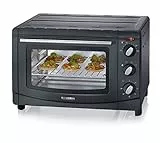 SEVERIN Mini-Four 20 L avec grille et plaque de cuisson incluses, Four posable 1 500 W design simple et élégant, Mini-four électrique avec minuteur 60 min, Noir, TO 2067