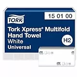 Tork Xpress Essuie-mains interfoliés - 150100 - Papiers d'essuyage pliés en Z qualité Universal pour Distributeur H2 - Essuie-mains en papier 1 pli blanc - 21 x 230 feuilles, Moyen
