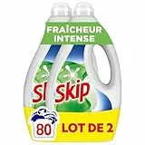 Skip - Lessive Liquide Fraicheur Intense - Action Détachante Efficace - 100% impeccable, éclatant et délicatement parfumé - 2x40 Lavages
