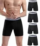 wirarpa Boxer Homme Coton Caleçon Hommes Élastique Confortable Braguette Ouverte sans Etiquette Lot de 4 Noir Taille XL