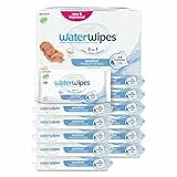 WaterWipes Sensitive+ Newborn & Baby Wipes, 720 unités (12 paquets), 3-en-1 nettoie, soigne, protège, 99,9% d'eau, non parfumées