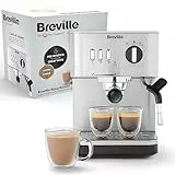 Breville Bijou VCF149 Machine à expresso, cappuccino et latte automatique et manuelle avec pompe à 15 bars et baguette à vapeur Argenté