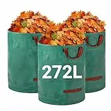 Velway Sacs À Déchets De Jardin Robustes - 272L X 3pack Sacs De Jardin Réutilisables Avec Poignées - Tissu Industriel Pour Feuilles Déchets Débris - Sacs À Déchets De Jardin Étanches