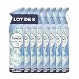 Febreze Spray Désodorisant Linge Frais, Lot de 8x185ml, Éliminateur d'Odeurs avec Technologie OdourClear, Parfum Fleurs Fraîches Printanières, Gaz Propulseur 100% Naturel, Non-Inflammable