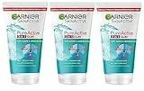 Garnier Skin Active Lot de 3 nettoyants 3 en 1 + exfoliant + masque anti-boutons (3 x 150 ml)