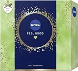 NIVEA Feel Good Coffret cadeau avec produits de soins hydratants, coffret cadeau avec lotion pour le corps, douche de soin, déodorant roll-on et shampoing