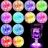 Begonia Lot de 12 dessous de verre LED, 8 modes d'éclairage multicolores, dessous de verre lumineux, autocollants d'ambiance, 6 cm, pour fête, bar, mariage, Noël