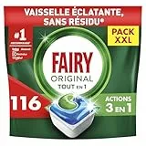 Fairy Original Tablettes Lave-vaisselle All In One, Regular, 116 Capsules, Efficaces Même Sur La Graisse Incrustée