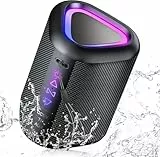 aowoka 2025 Enceinte Bluetooth Portable sans Fil avec Lumière LED, Bluetooth 5.4, 24 hrs, Basses Puissantes, Surround Stéréo, Étanche IPX7, Idéal pour Les Voyages/Sport/Fêtes/Cyclisme