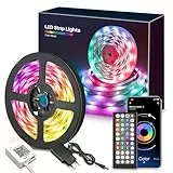 Mexllex Ruban LED 15M RGB Led Chambre Bande led Contrôlé par Bluetooth APP Télécommande Lumière Décorative Guirlande de Lumineuse Dimmable avec Musicale pour Maison, Salon, Cuisine