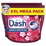 Dash 2en1 PODS, Lessive En Capsule, 70 Lavages, Jasmin Et Rose De Mai, 3 SEMAINES DE FRAÎCHEUR* AVEC L’ADOUCISSANT LENOR, Fabriquée En France, Dash 2in1