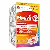 Forté Pharma - Multivit' 4G Energie - Complément Alimentaire Boost Energie, Fatigue - Vitamine C, Vitamine D, Ginseng, Gingembre, Magnesium, Zinc, Selenium, Fer, Cuivre - 90 comprimés, 3 mois