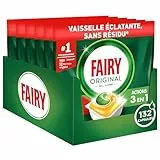 Fairy Original Tablettes Lave-Vaisselle Tout En 1,Citron, 132 Capsules, Efficaces Contre Graisse Incrustée, Dissolution Ultra-Rapide, Protection Verre et Argent, Sans Odeurs