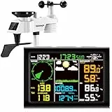 Sainlogic Station Météo Intérieur Extérieur Sans Fil, 8-en-1 Station Météo et Baromètres, Thermomètre Intérieur, Anémomètre, Pluviomètre Extérieur Jardin, Hygromètre, Alerte Personnalisée (Sans WiFi)