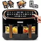 Duronic AF34 BG Set Friteuse à Air avec 1 grand tiroir de 10L et 2 petits tiroirs de 5L inclus | 10 Programmes de Cuisson Préréglés | Sans huile | Fonctions Sync Cook Sync Finish