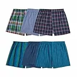 Fruit of the Loom Tag Free Woven Boxer Shorts, Relaxed Fit, Moisture Wicking, Assorted Color Multipacks Caleçon Boxeur, Tissé-Lot de 6-Couleurs Assorties, Homme