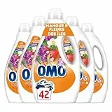 OMO - Lessive liquide En Mangue d'Évasion - 210 lavages - Mangue et Fleurs des îles - propreté éclatante & parfum longue durée aux essences naturelles (lot de 5x42)