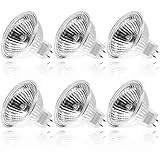 WeshLMPO Ampoule Halogène GU5.3 35W 12V, Ampoule MR16 Dimmable 420LM 2700K Blanc Chaud, Ampoule Halogene 2 Broches Couvercle en Verre pour Plafonnier, Pack de 6