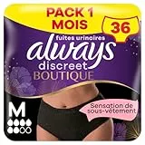 Always Discreet Boutique Culottes Pour Fuites Urinaires, Couleur Noire Plus, Taille M, x36 Culottes, Une Sensation De Vrai Sous-Vêtement, Super Absorbantes, Design Qui Épouse Les Formes Du Corps