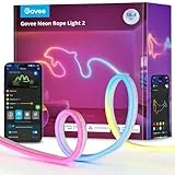 Govee Neon Rope Light 2, RGBIC Ruban LED Néon 5m avec Clips Bende, Fonctionne avec Matter, Alexa et Google Assistant, Mappage de Forme, Effets d'éclairage DIY, Bande LED pour Décoration Murale, Blanc