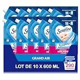 SOUPLINE Adoucissant Linge Concentré 3D Grand Air, Eco-Recharges à Diluer, Assouplissant Linge, Formule Améliorée pour Plus de Douceur*, Assouplissant Textile Liquide, Soupline Lot de 10x600 ml