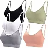 BQTQ 5 Pièces Soutien-Gorge Camisole Bralette avec Rembourré pour Femme, 5 Couleurs ,L,Noir, Blanc, Gris, Rose, Vert