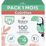 BIOLANE - Couches culottes - Taille 4 (8-15kg) - Zéro fuite pendant 12h - Pack 1 mois - 126 Couches Pants - Fabriquées en France