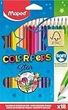 MAPED Etui de 18 Crayons de couleur Color'Peps Triangulaire Assortis