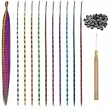 Extensions de Cheveux Colorés, Kit D’extensions de Cheveux Synthétiques de 45 cm avec 20 Multicolores Plumes de Couleurs Mélangées Extension Cheveux Plume, 50 micro perles et 1 crochet