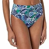 Amazon Essentials Bas de Bikini Échancré Taille Haute Femme, Bleu Profond Motif Cachemire, 40