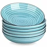 vancasso Série BONBON Lot de 6 Bol à Pâtes en Céramique de 38 oz pour Servir, Passent au Micro-ondes et au Four à Soupe pour Cuisine, Bleu