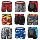 Umbro Pack Surprise Boxer Homme Ajustement Parfait, Calecon Modèle Aléatoire, Respirant, Liberté de Mouvement et Maille Aérée (Lot de 6), Rouge Taille M