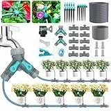 TRJZWA Kit D'irrigation Goutte à Goutte Connexion Rapide Système, Accessoires de Système D'arrosage Automatique les plus Récents 2 Types D'embouts Goutte à Goutte pour Jardin/Balcon/Serre/Pelouse