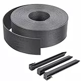VOUNOT® Bordure de Jardin en PE 20 mètres avec 12 Piquets d’ancrage Bordure de Gazon Flexible Bordurette de Pelouse Aspect Naturel Hauteur 8cm Epaisseur 4mm Gris