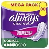 Always Discreet Serviettes Pour Fuites Urinaires Femmes Normal 30 Serviettes Protection Intégrale*. Discrétion Incroyable
